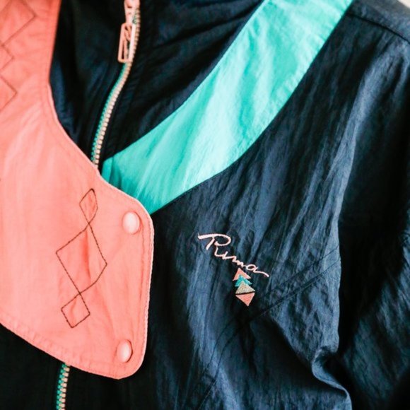 Vintage 80s 90sUnique Puma Teal Peach Zip Jacket - Picture 7 of 10